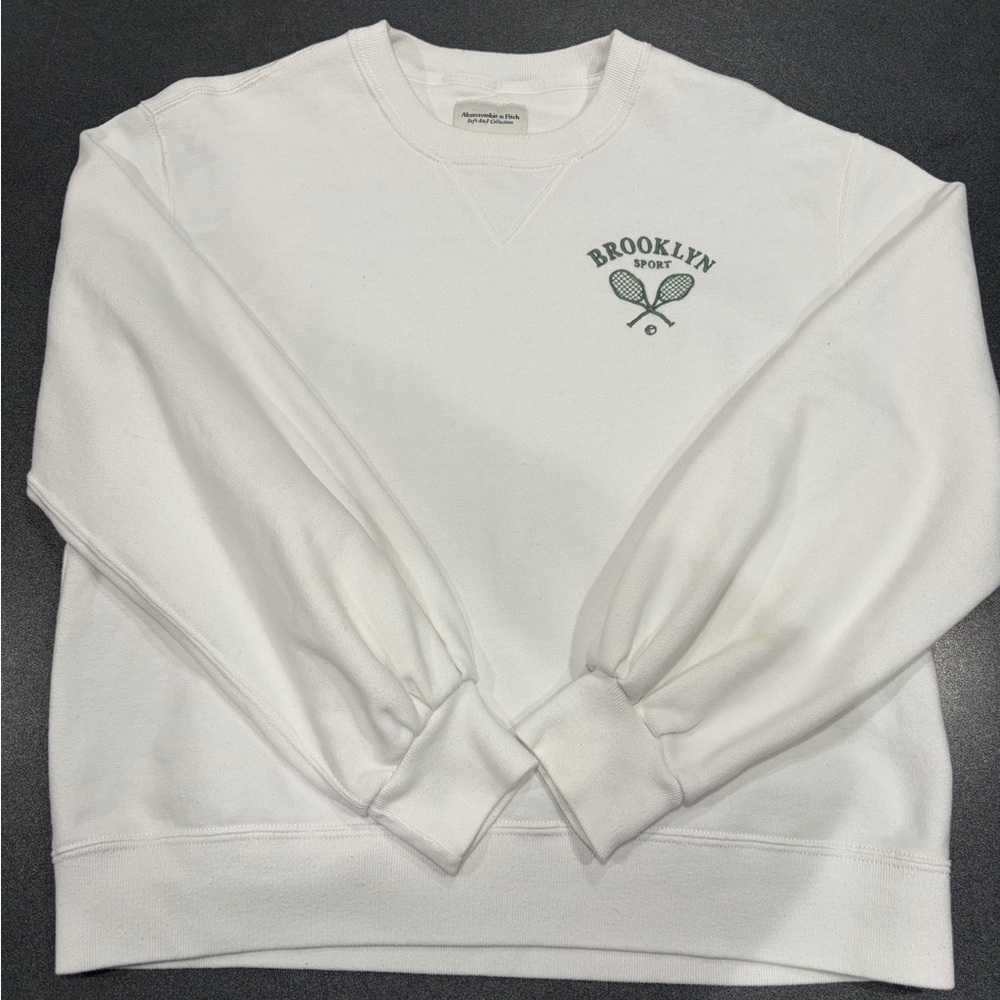 White Abercrombie and fitch tennis Crewneck Sweatshirt